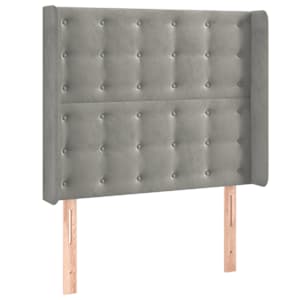 Čelo postele s LED světle šedé 103 x 16 x 118/128 cm samet - obrázek 3