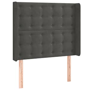 Čelo postele s LED tmavě šedé 103 x 16 x 118/128 cm samet - obrázek 3