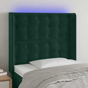 LED posteljno vzglavje temno zeleno 103x16x118/128 cm žamet