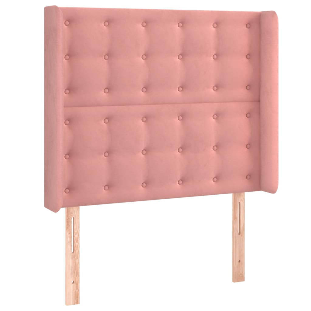 vidaXL Hoofdbord LED 103x16x118/128 cm fluweel roze afbeelding
