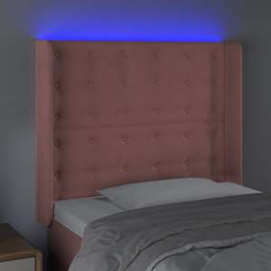 Čelo postele s LED růžové 103 x 16 x 118/128 cm samet - obrázek 4