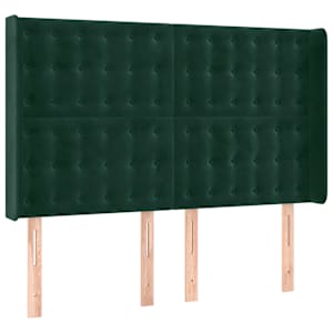 Čelo postele s LED tmavě zelené 147 x 16 x 118/128 cm samet - obrázek 3