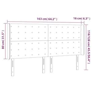 Čelo postele s LED světle šedé 163 x 16 x 118/128 cm samet - obrázek 6