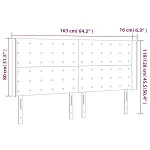 Čelo postele s LED tmavě šedé 163 x 16 x 118/128 cm samet - obrázek 6