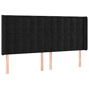 Čelo postele s LED černé 183 x 16 x 118/128 cm samet - obrázek 3