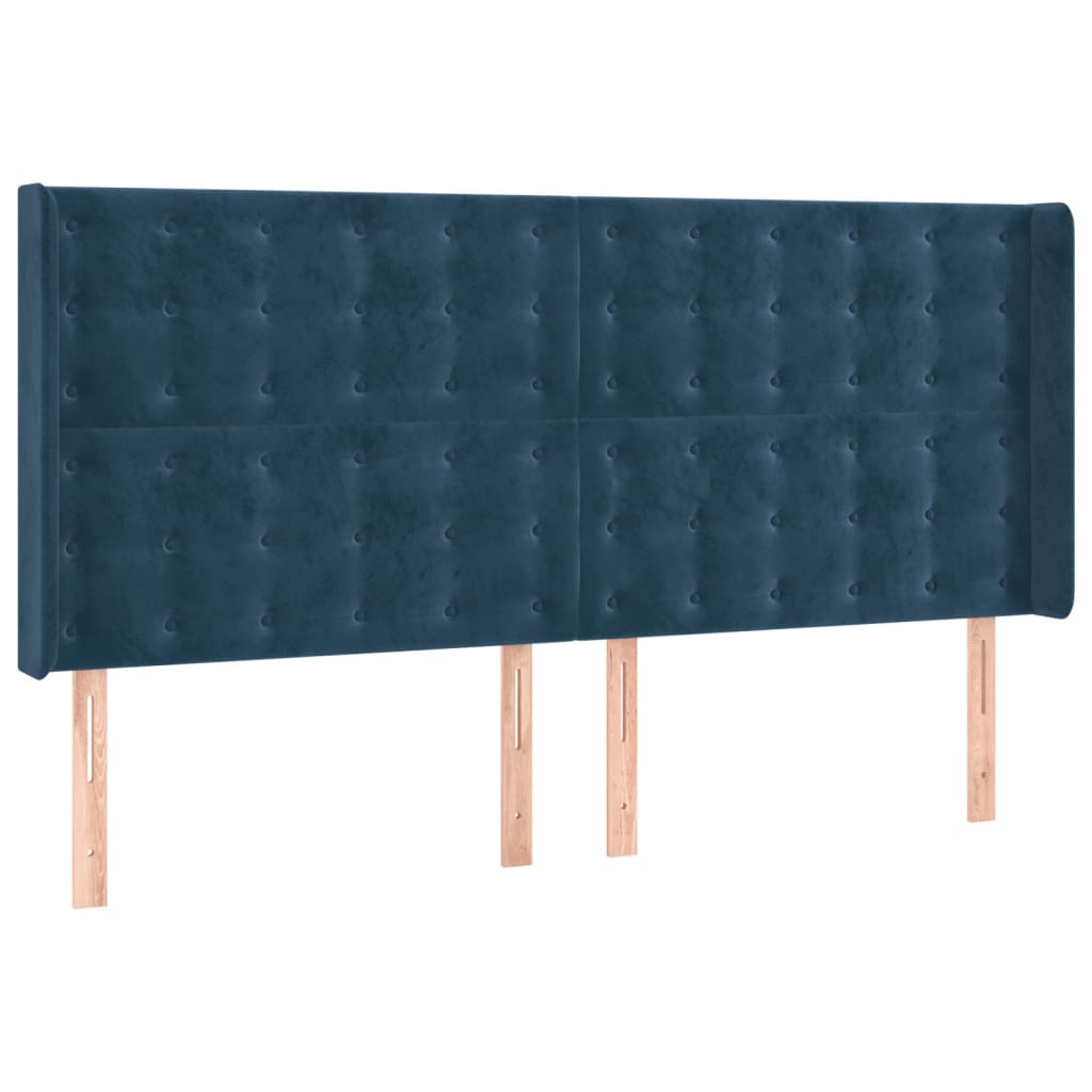 vidaXL sötétkék bársony LED-es fejtámla 183x16x118/128 cm