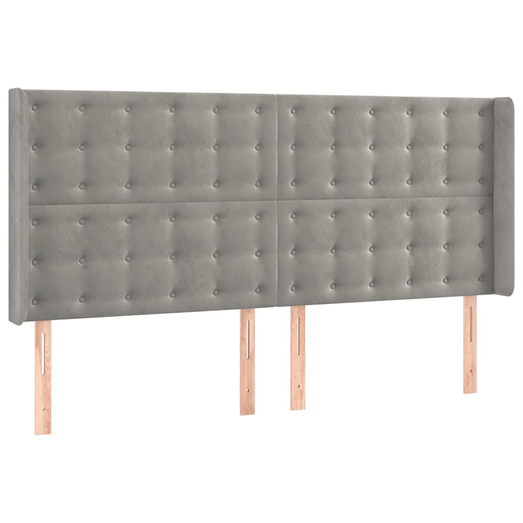 vidaXL Hoofdbord LED 203x16x118/128 cm fluweel lichtgrijs grijs, foto 4