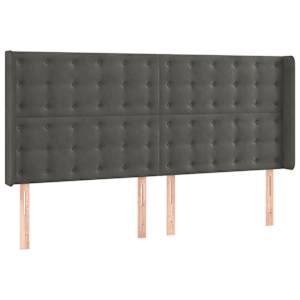 Čelo postele s LED tmavě šedé 203 x 16 x 118/128 cm samet - obrázek 3