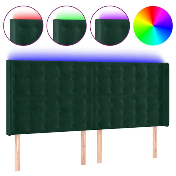 vidaXL LED-voodipeats, tumeroheline, 203x16x118/128 cm, samet