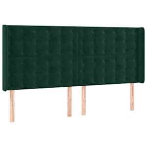 Čelo postele s LED tmavě zelené 203 x 16 x 118/128 cm samet - obrázek 3