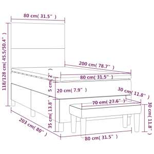 Box spring postel s matrací černá 80 x 200 cm textil - obrázek 12