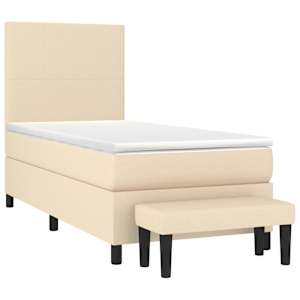 Box spring postel s matrací krémová 80 x 200 cm textil - obrázek 3