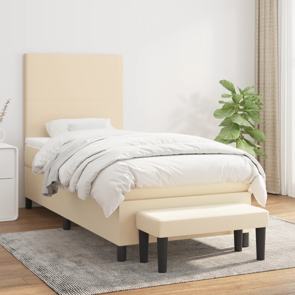 Boxspringbett mit Matratze Creme 80×200 cm Stoff