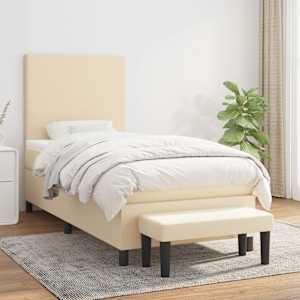 Box spring postelja z vzmetnico krem 80x200 cm blago