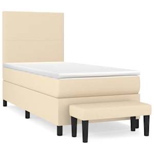 Box spring postel s matrací krémová 90x190 cm textil - obrázek 2