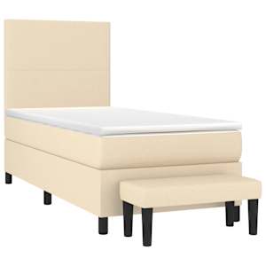 Box spring postel s matrací krémová 90x190 cm textil - obrázek 3