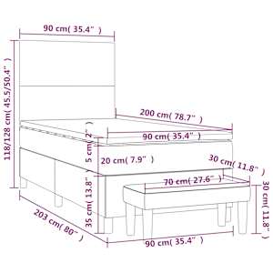 Box spring postel s matrací tmavě šedá 90x200 cm textil - obrázek 12
