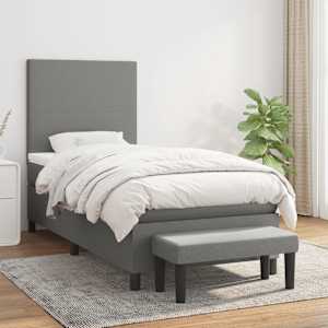 Box spring postel s matrací tmavě šedá 90x200 cm textil