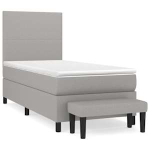Box spring postel s matrací světle šedý 100 x 200 cm textil - obrázek 2