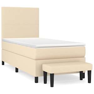 Box spring postel s matrací krémová 100 x 200 cm textil - obrázek 2