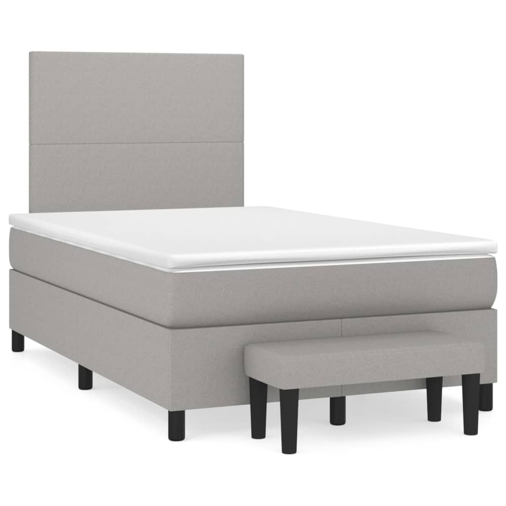 vidaXL Box spring postelja z vzmetnico svetlo siva 120x200 cm blago