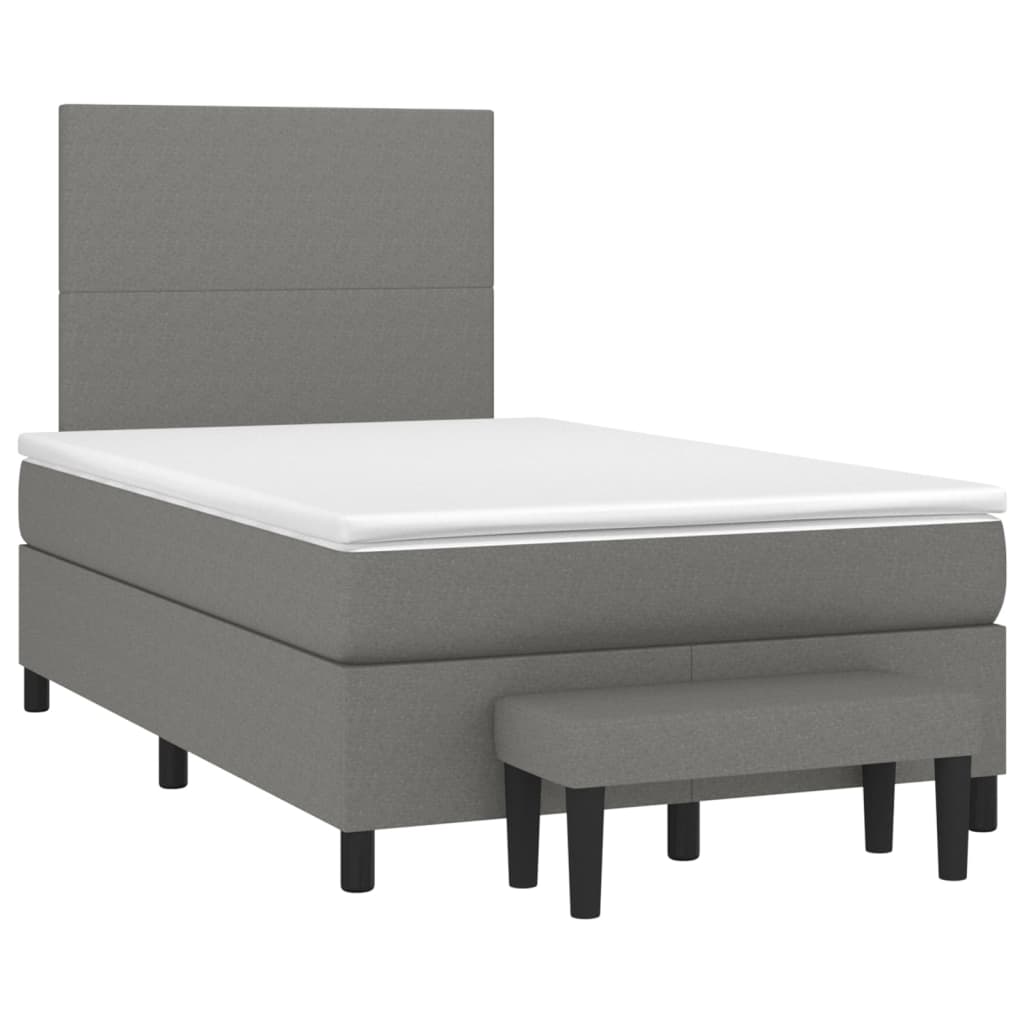 vidaXL Boxspring met matras stof donkergrijs 120x200 cm afbeelding