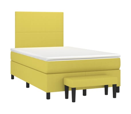 vidaXL Lova su spyruoklėmis ir čiužiniu, žalia, 120x200 cm, audinys