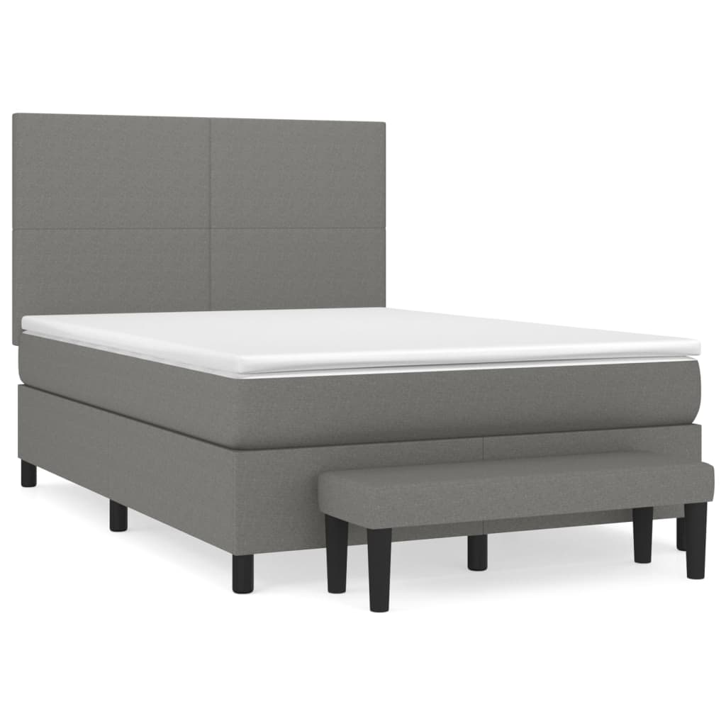 Sötétszürke szövet rugós ágy matraccal 140 x 190 cm 