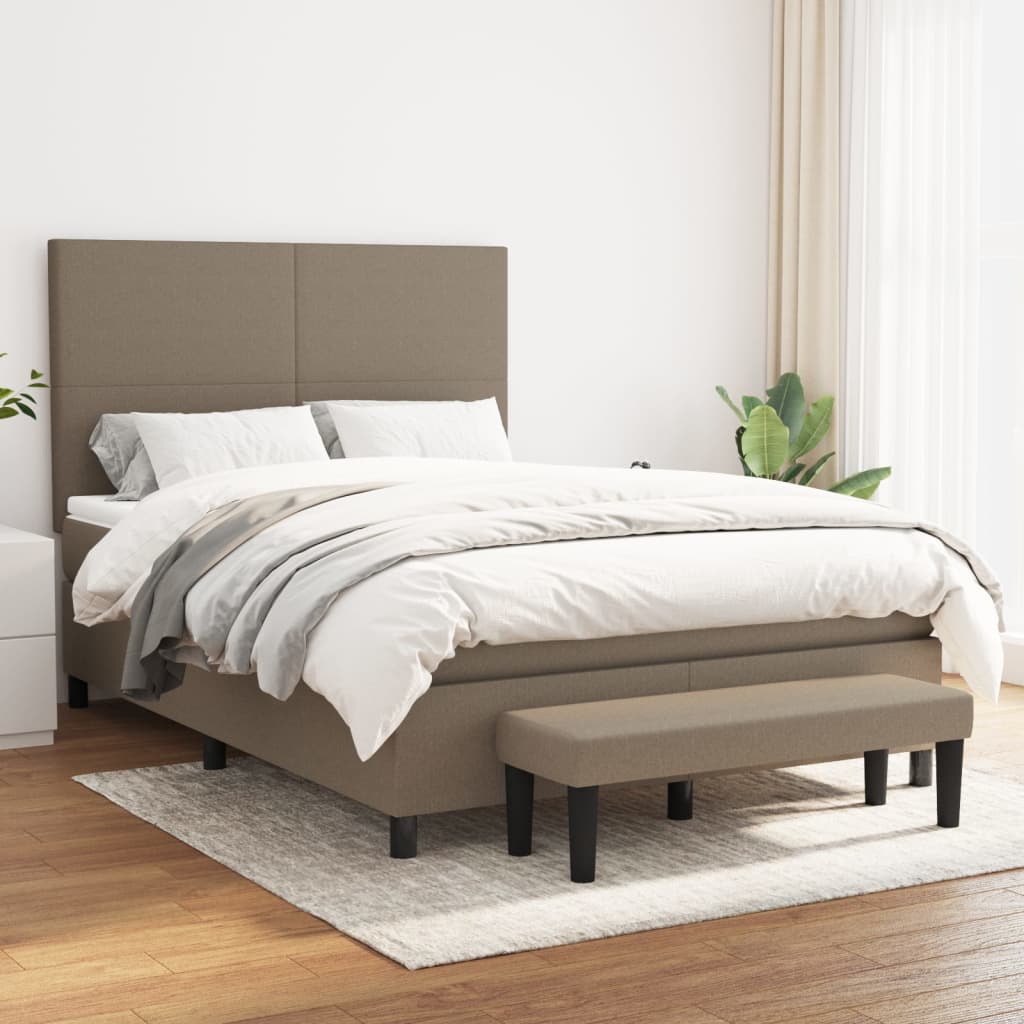 Boxspringbett mit Matratze Taupe 140×190 cm Stoff