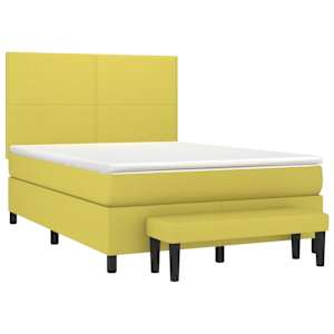 vidaXL Lova su spyruoklėmis ir čiužiniu, žalia, 140x200 cm, audinys