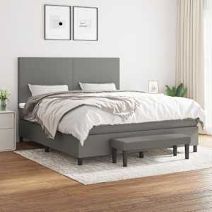 Box spring postel s matrací tmavě šedá 160x200 cm textil - obrázek 1
