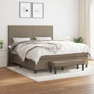 Box spring postelja z vzmetnico taupe 160x200 cm blago