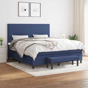 Box spring postelja z vzmetnico modra 160x200 cm blago