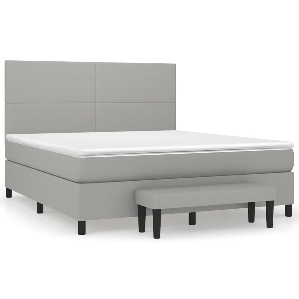 vidaXL Box spring postelja z vzmetnico svetlo siva 180x200 cm blago