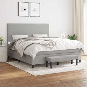 Box spring postel s matrací světle šedá 180 x 200 cm textil - obrázek 1
