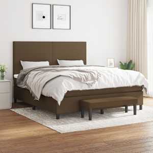 Box spring postel s matrací tmavě hnědá 180x200 cm textil - obrázek 1