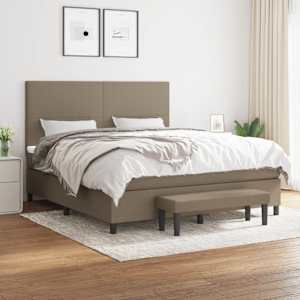 Box spring postelja z vzmetnico taupe 180x200 cm blago