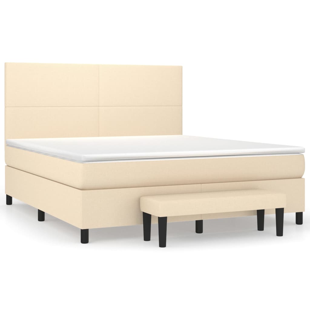 vidaXL Posteľný rám boxspring s matracom krémový 180x200 cm látka