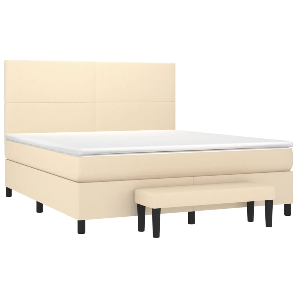 vidaXL Boxspring met matras stof crèmekleurig 180x200 cm afbeelding