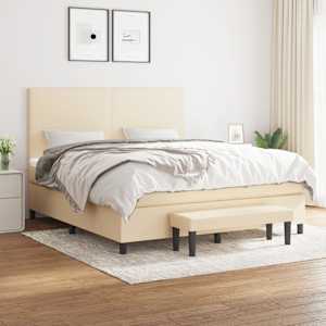Box spring postelja z vzmetnico krem 180x200 cm blago