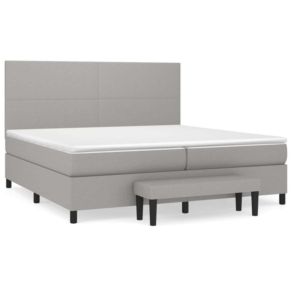 vidaXL Box spring postelja z vzmetnico svetlo siva 200x200 cm blago