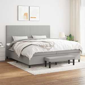 Box spring postel s matrací světle šedá 200 x 200 cm textil - obrázek 1