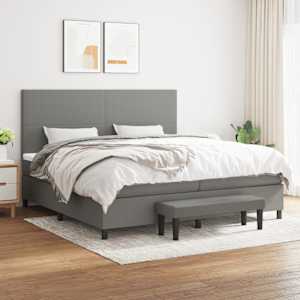Box spring postel s matrací tmavě šedá 200x200 cm textil - obrázek 1