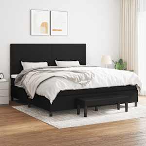 Box spring postel s matrací černá 200x200 cm textil - obrázek 1