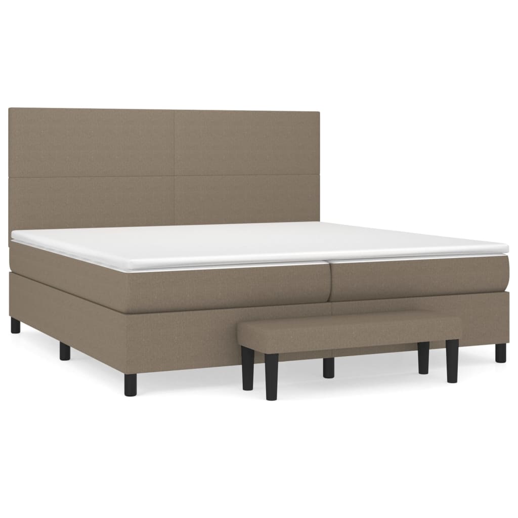 vidaXL Box spring postelja z vzmetnico taupe 200x200 cm blago