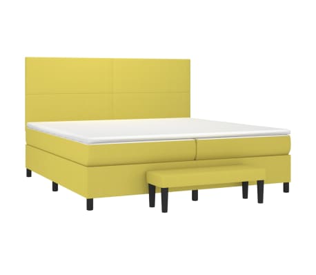 vidaXL Lova su spyruoklėmis ir čiužiniu, žalia, 200x200 cm, audinys