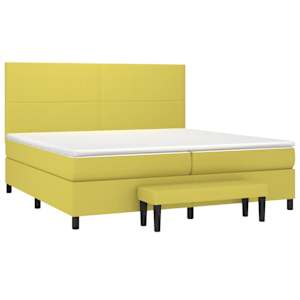 vidaXL Lova su spyruoklėmis ir čiužiniu, žalia, 200x200 cm, audinys