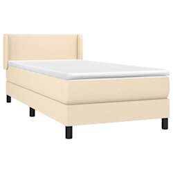vidaXL Box spring postelja z vzmetnico krem 80x200 cm blago