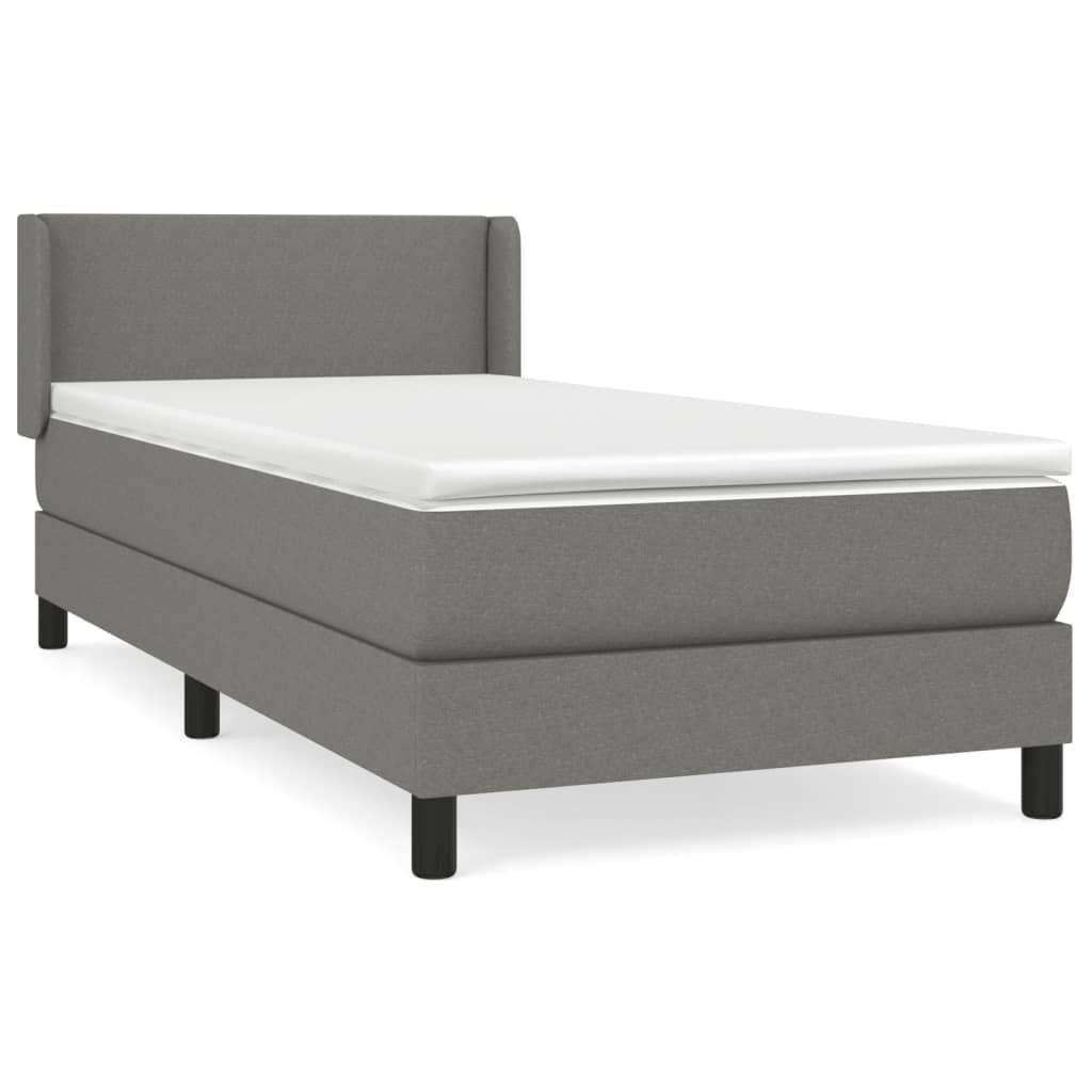 vidaXL Box spring postel s matrací tmavě šedá 90x190 cm textil