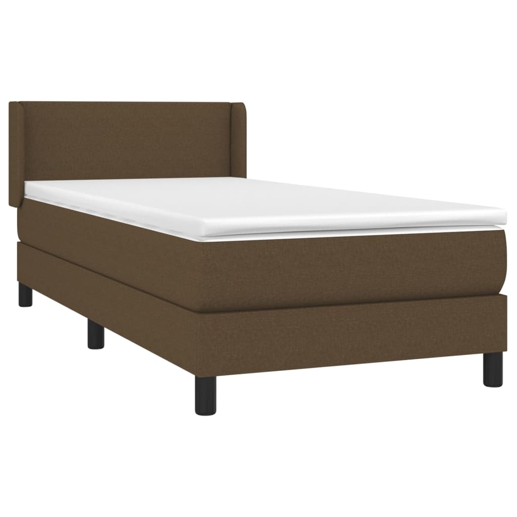vidaXL Boxspring met matras stof donkerbruin 90x200 cm afbeelding